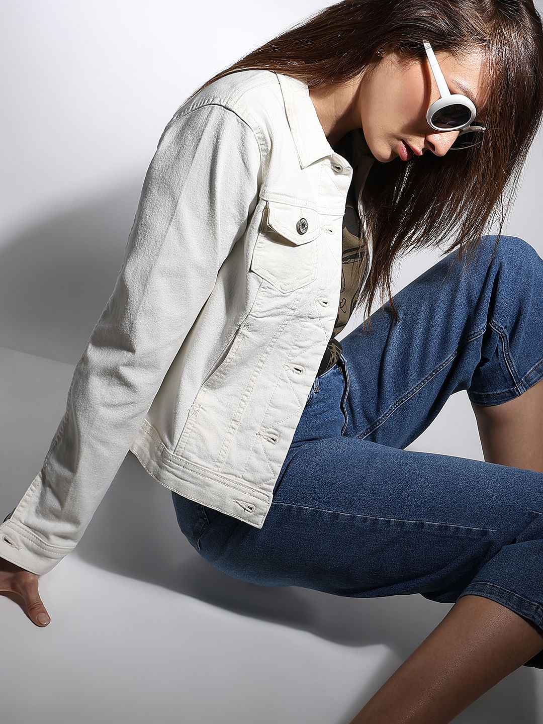 Buy Wrangler Authentics Women's Denim Jacket, Weathered, Medium at Amazon.in