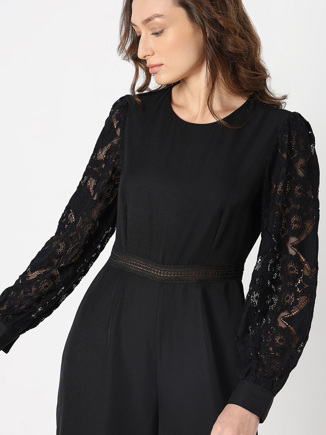 Black lace sleeve jumpsuit online