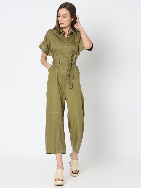 Buy DESIRED TO BE YOURS GREEN JUMPSUIT for Women Online in India