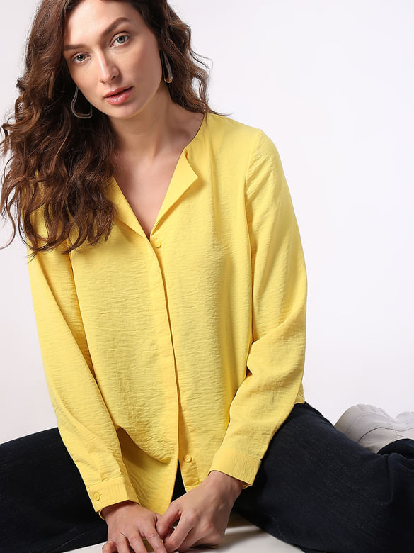 Yellow Front Button Top