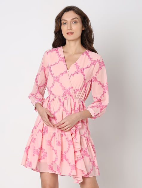 Pink Floral Fit & Flare Dress