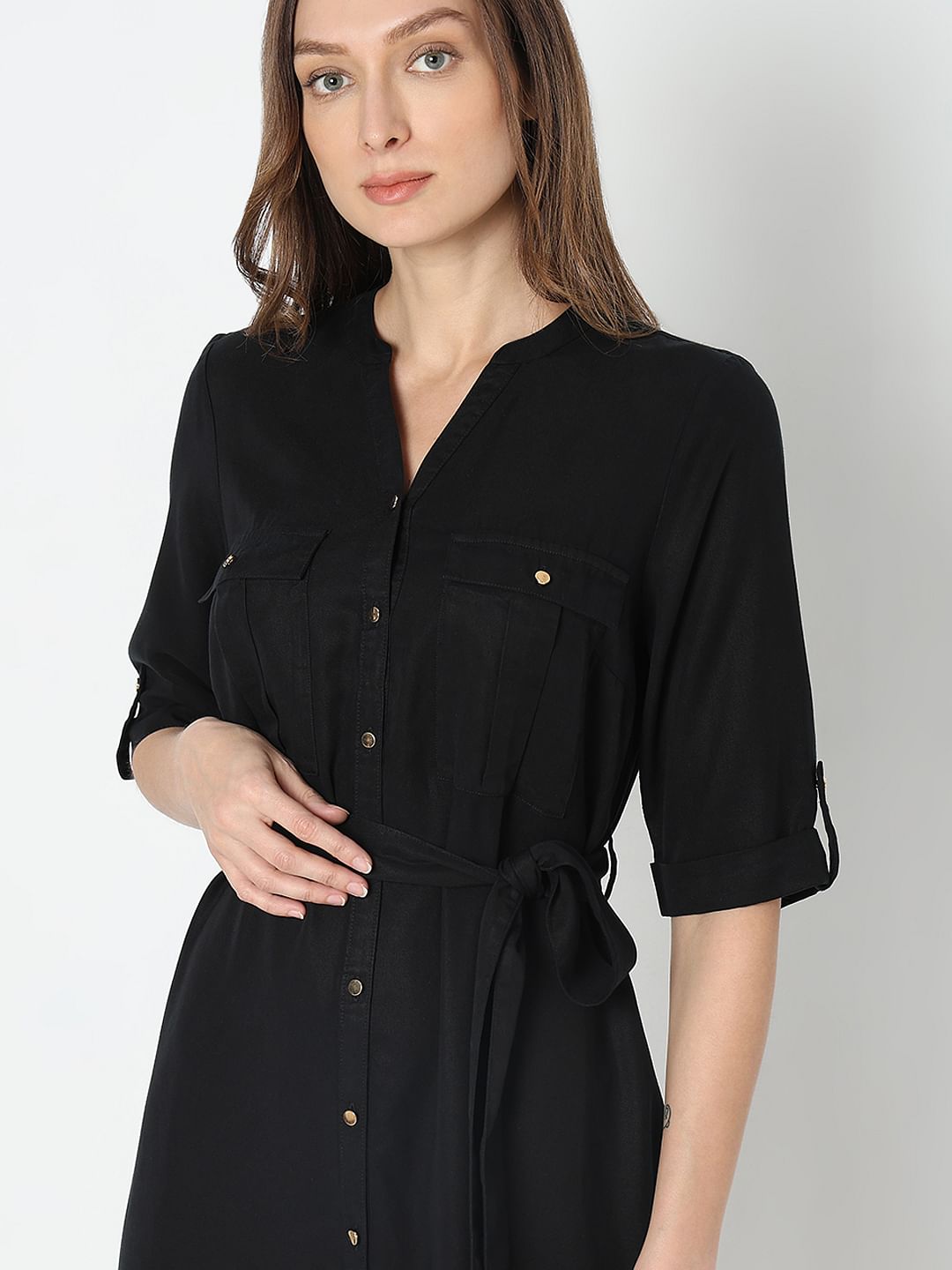 Black Utility Shirt Dress