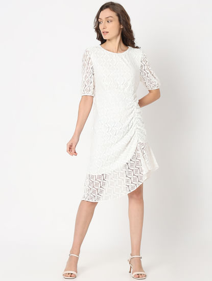 White Lace Asymmetric Dress