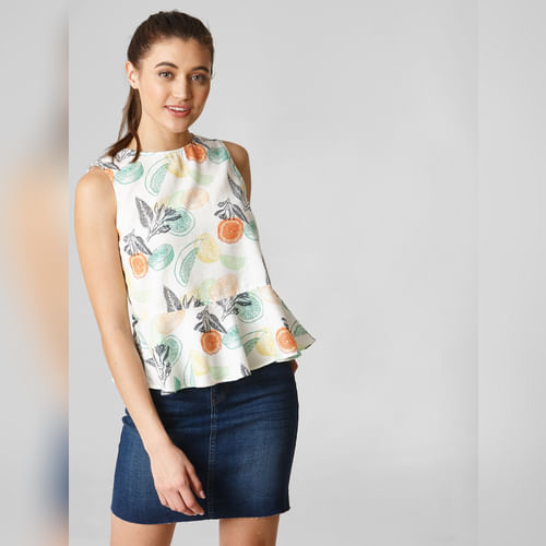 White All Over Print Top