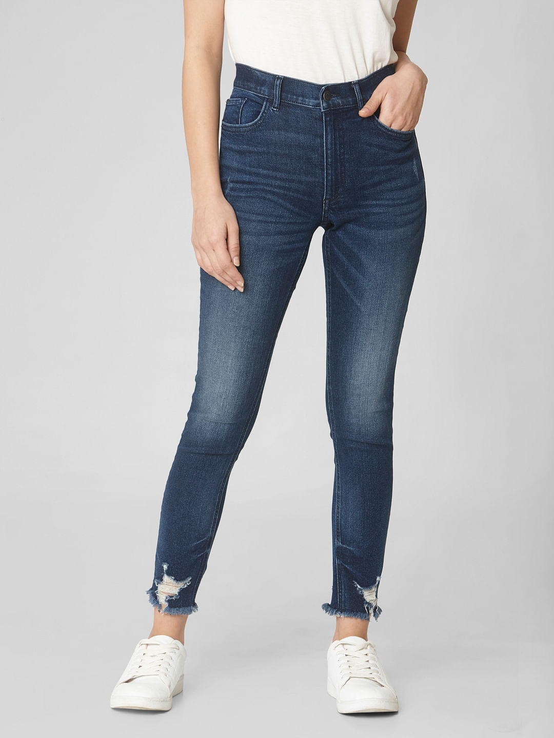 ripped ankle jeans womens