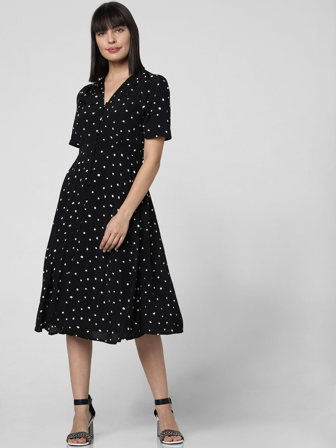 womens black polka dot dress