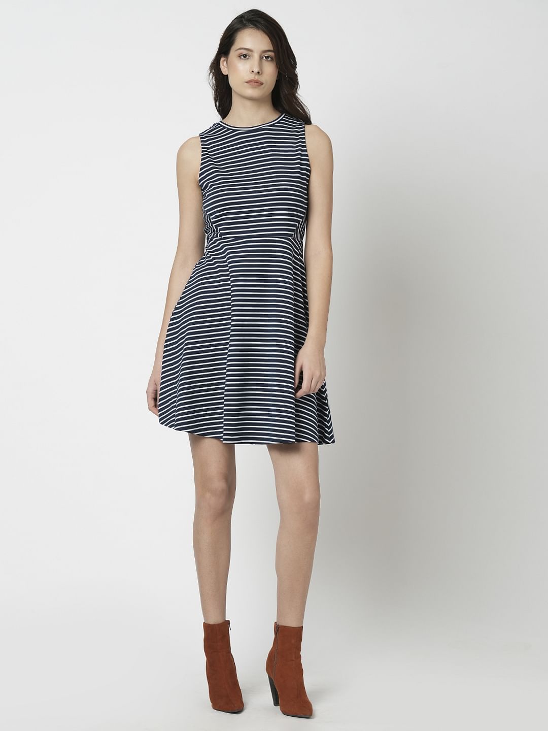 Blue and white striped best sale skater dress