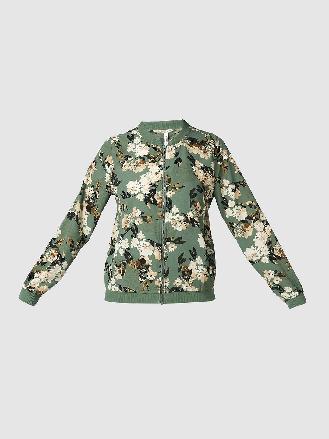 Green floral shop bomber jacket