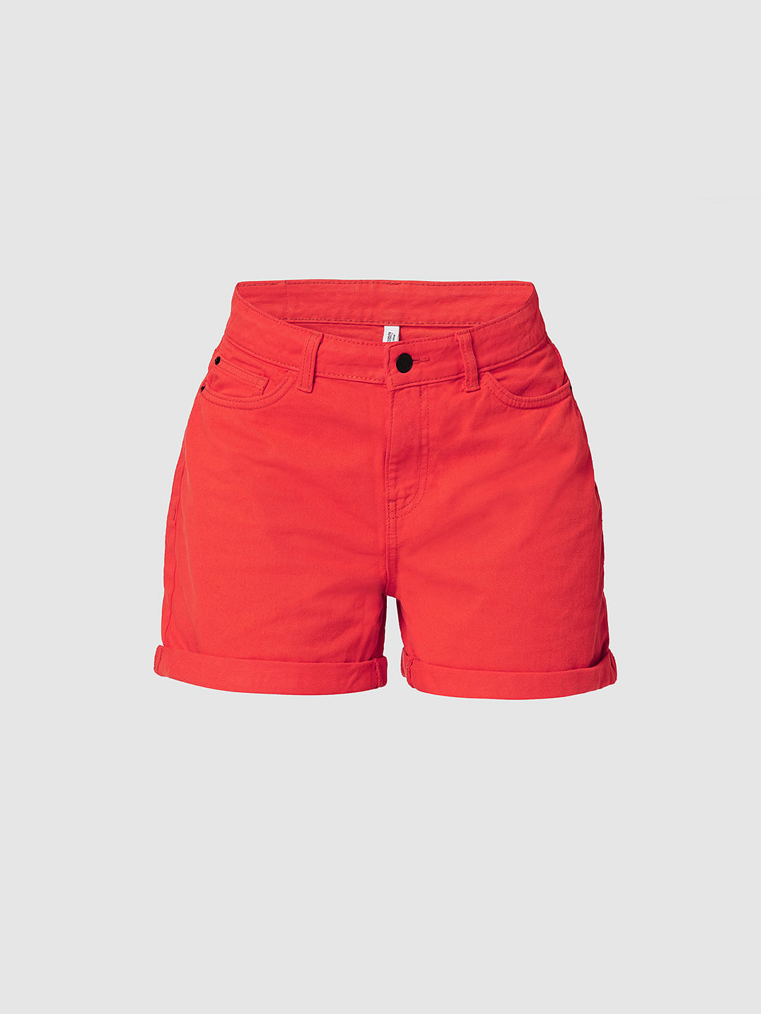 i.scenery BY VERO MODA Red High Rise Denim Shorts 159768902 Fiery Red