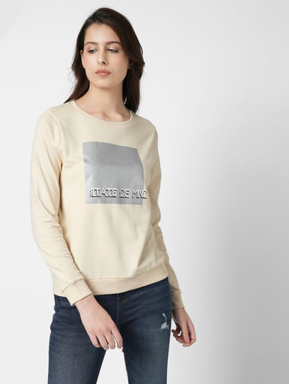 i.scenery by VERO MODA Off-White Graphic Print Sweatshirt
