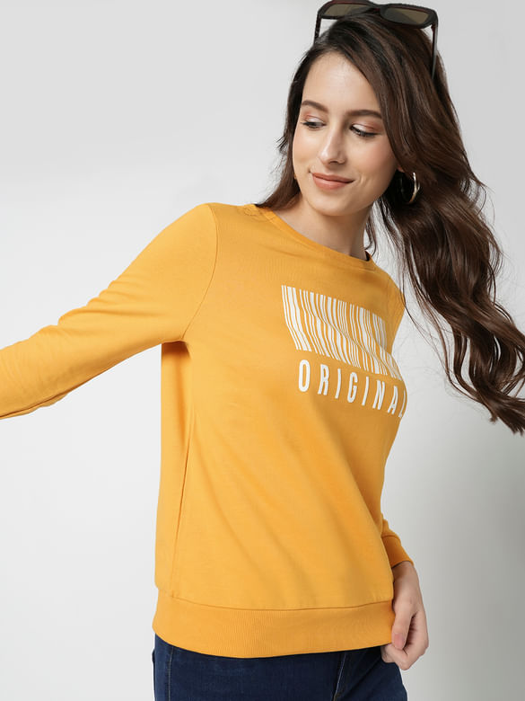 i.scenery by VERO MODA Yellow Typographic Print Sweatshirt