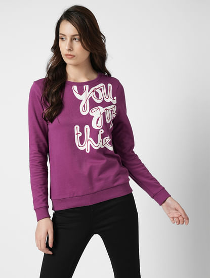 i.scenery by VERO MODA Purple Typographic Print Sweatshirt
