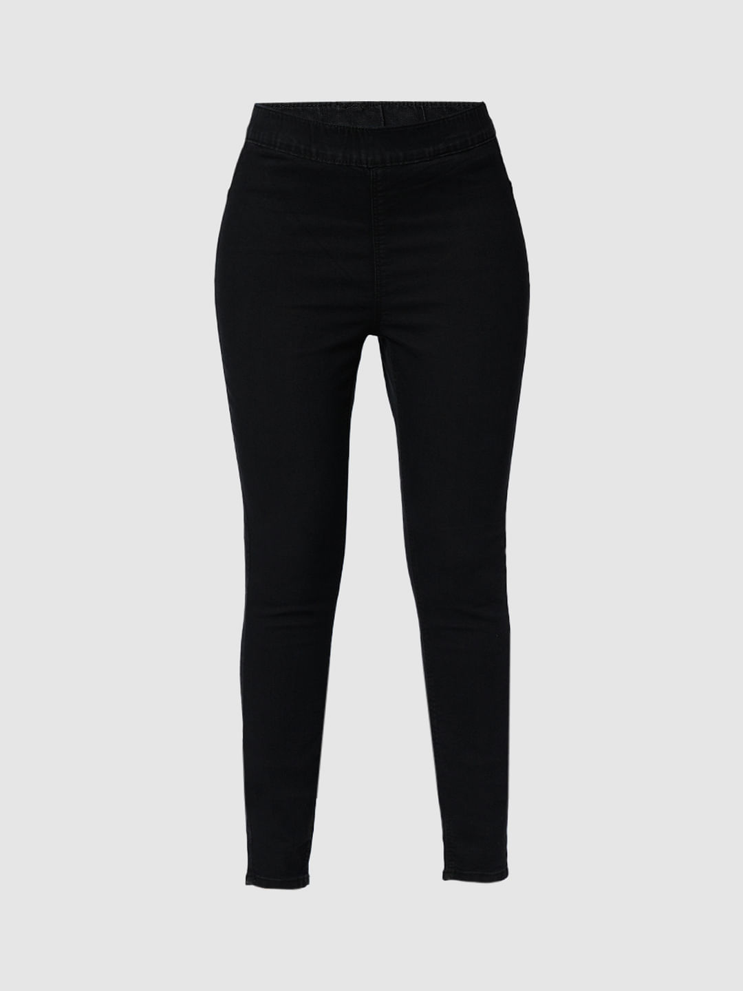 High-waist skinny trousers with a coated finish - PULL&BEAR