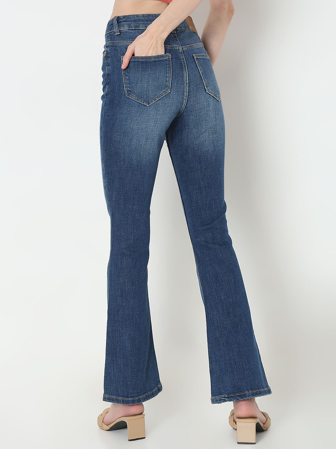 Blue High Rise Bootcut Jeans