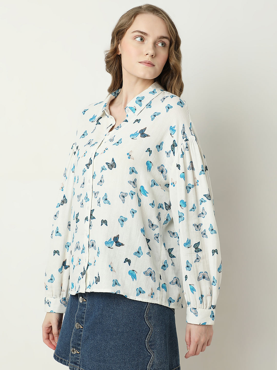 rosy monster butterfly blouse white Sサイズ