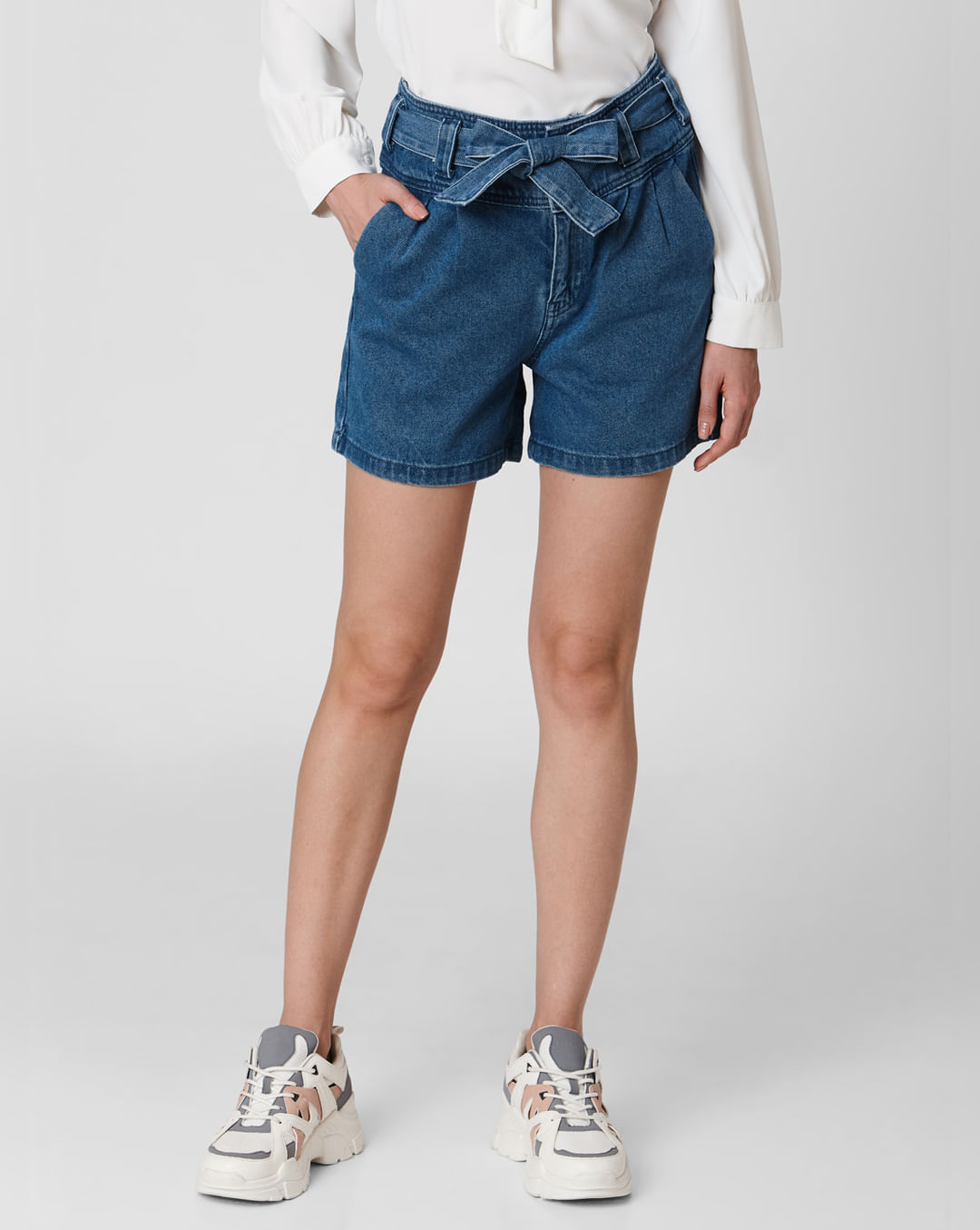 Buy Vero Blue High Rise Belted Denim Shorts Online Vero Moda Buy Vero Blue High Rise Belted Denim Shorts Online Vero Moda