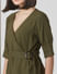 Olive Side Buckle Wrap Top