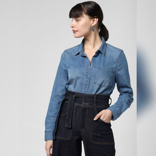 Blue Washed Denim Shirt