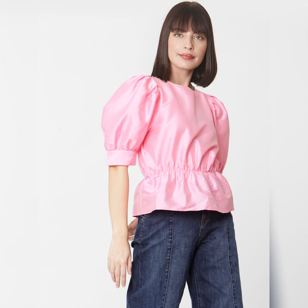 VERO MODA Pink Puffed Sleeves Top