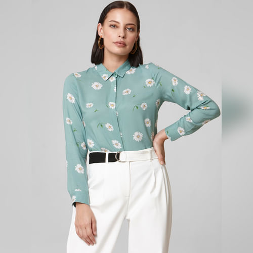 Green Floral Print Shirt