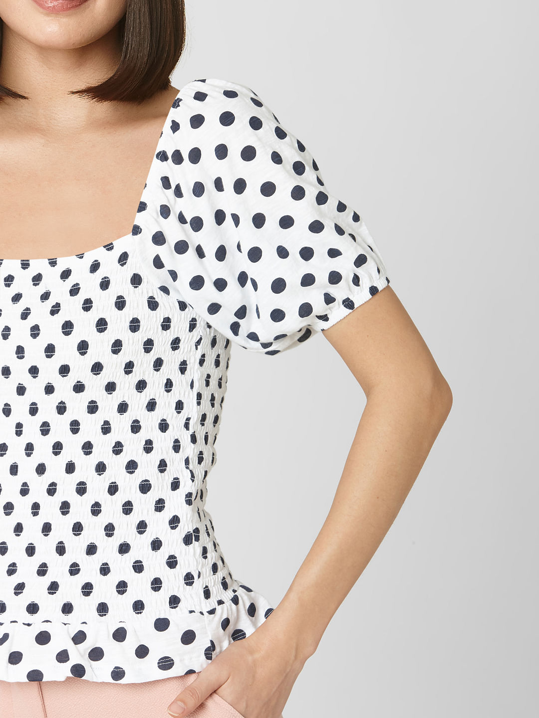 polka dot smock top