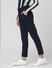 Navy Blue Mid Rise Tailored Trousers