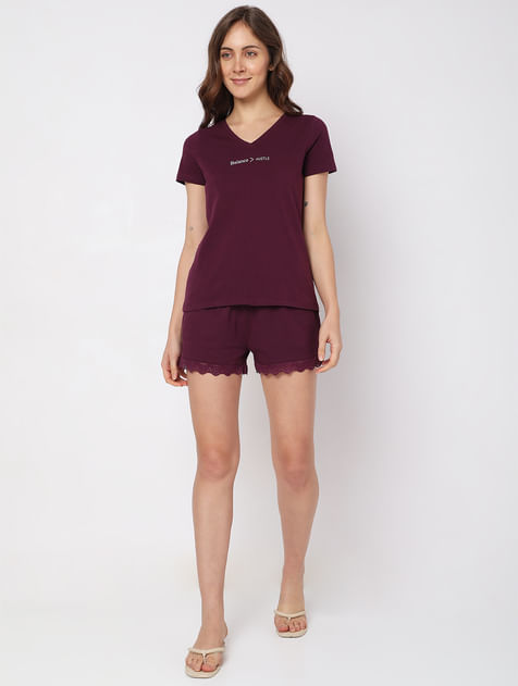Dark Purple T-shirt & Shorts Set