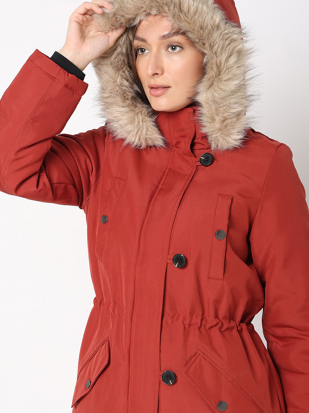 Red parka sale coat womens