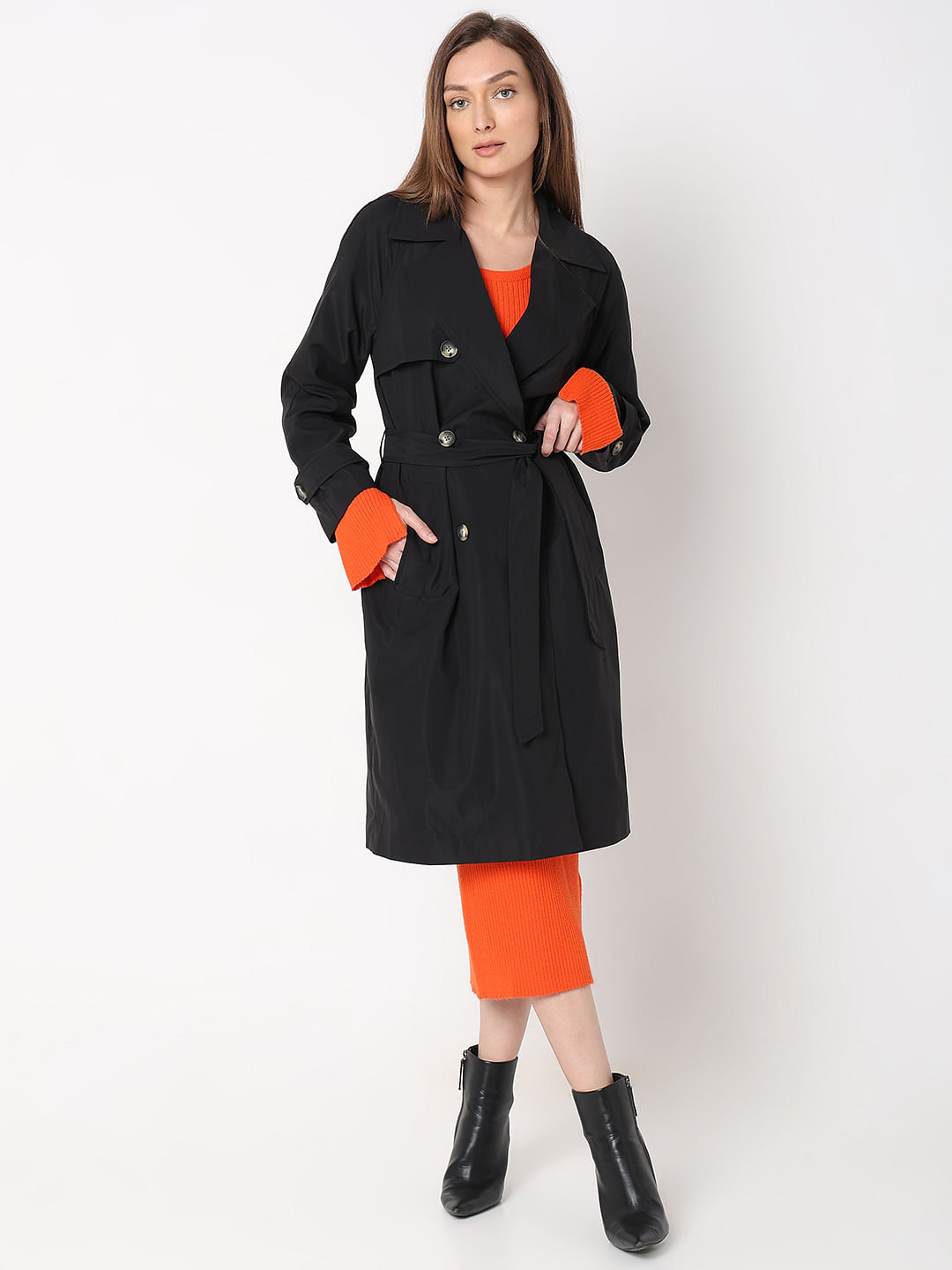 Floor length hotsell black trench coat