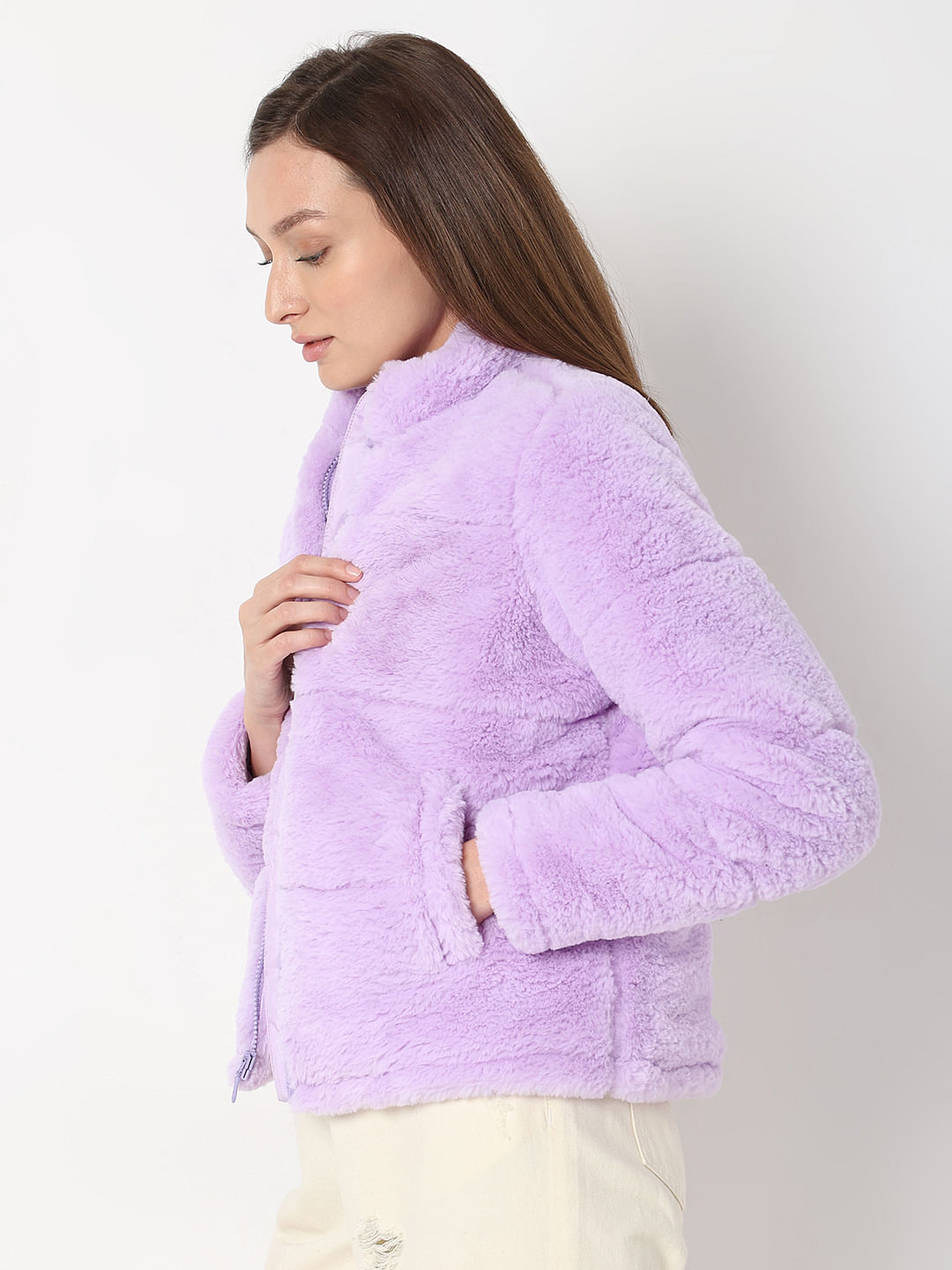 Mauve faux clearance fur jacket