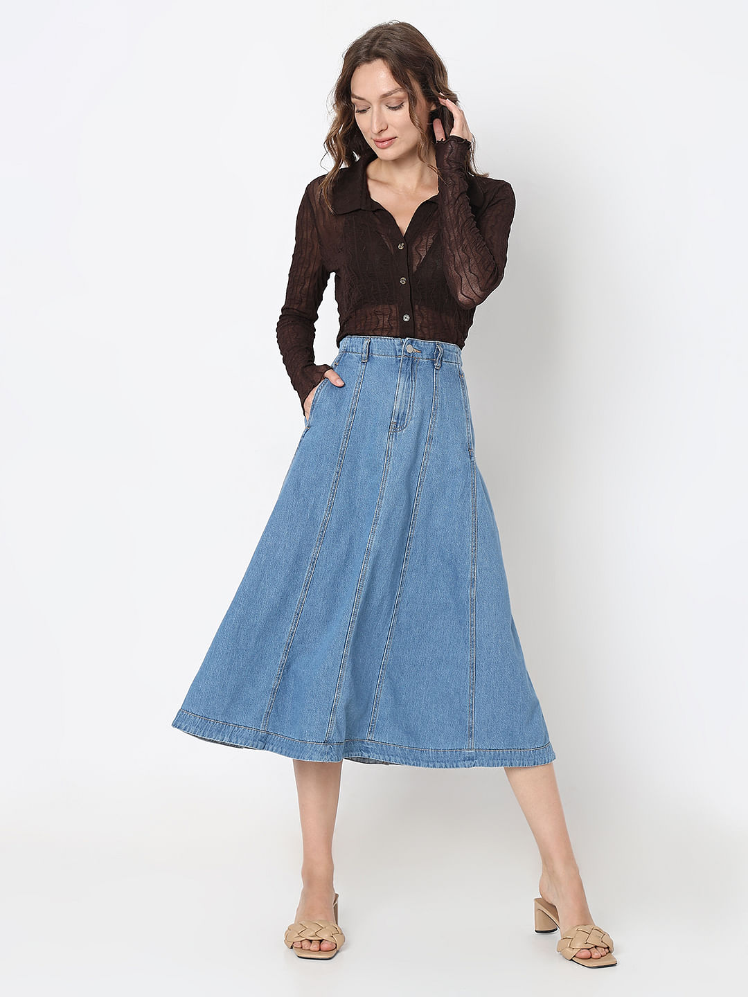 11 Denim Maxi Skirts Filled With Main Character Energy