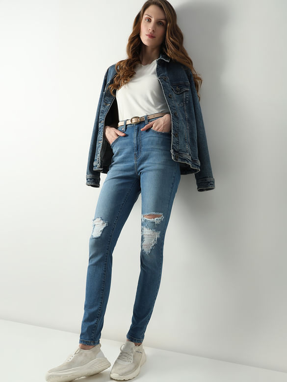 Light Blue High Rise Distressed Wendy Skinny Jeans