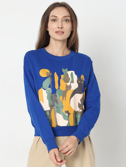 Dark Blue Printed Sweatshirt