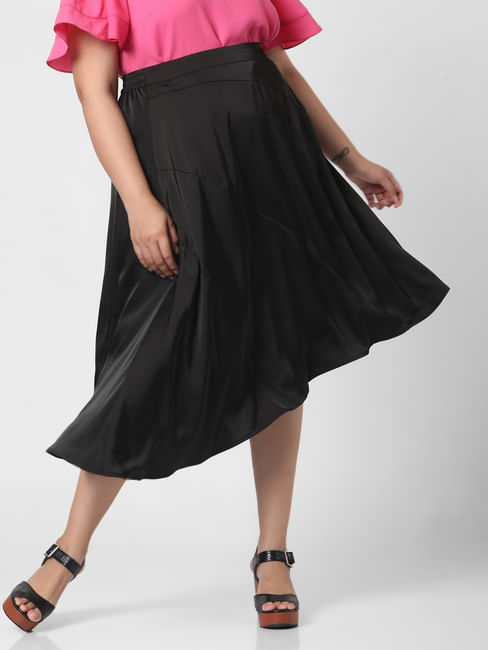 Black High Waist Asymmetrical Skirt