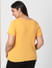 Yellow Ribbed Henley Neck T-shirt