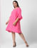 Pink Flared Sleeves Shift Dress