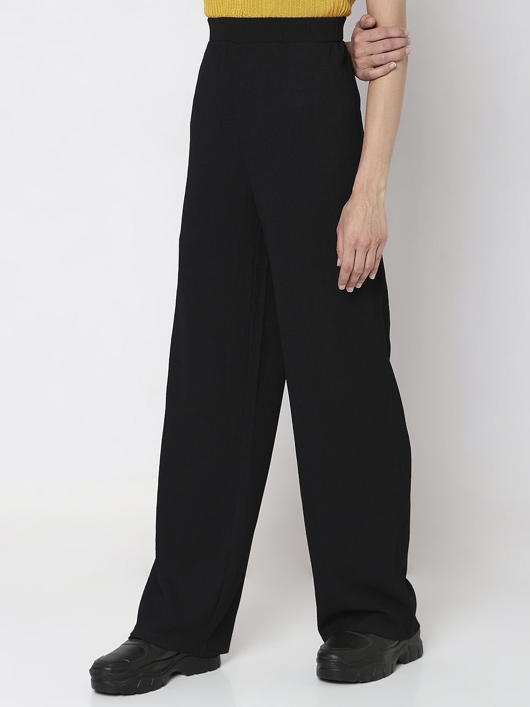 Black High Rise Wide Leg Pants