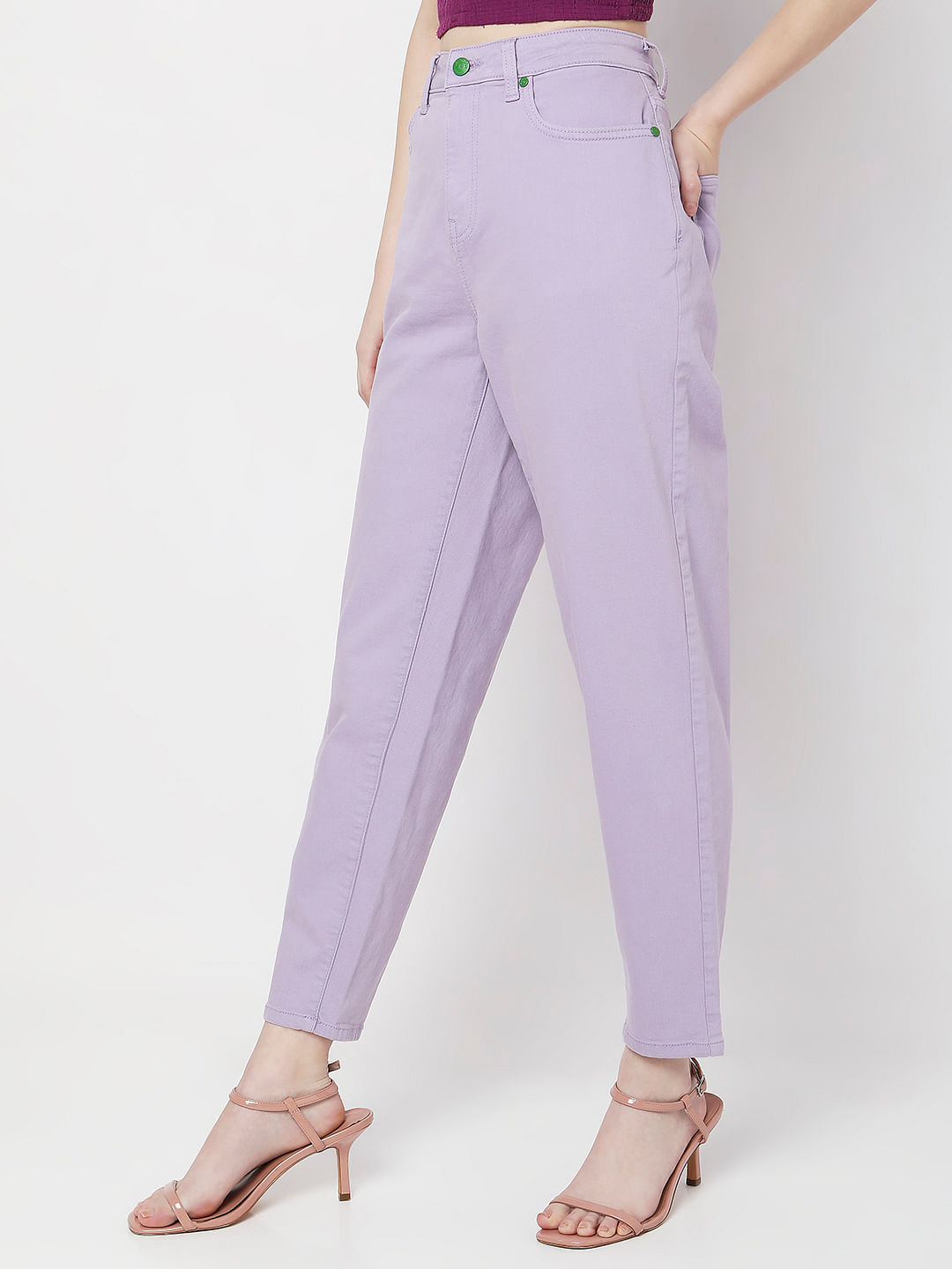Buy Women Purple Solid Casual Slim Fit Trousers Online  857197  Van Heusen