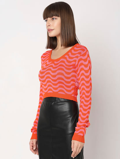 Pink & Orange Printed Sweater