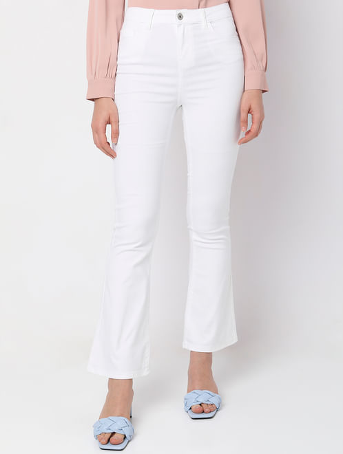 White High Rise Petra Bootcut Jeans