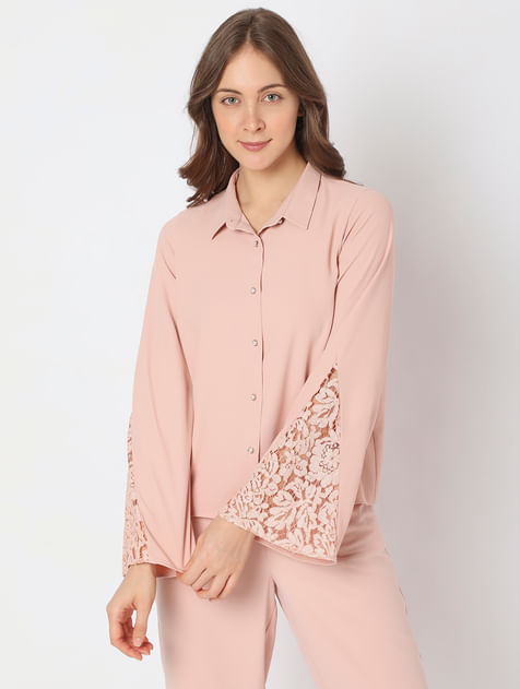 Pink Tailored Co-ord Set Shirt