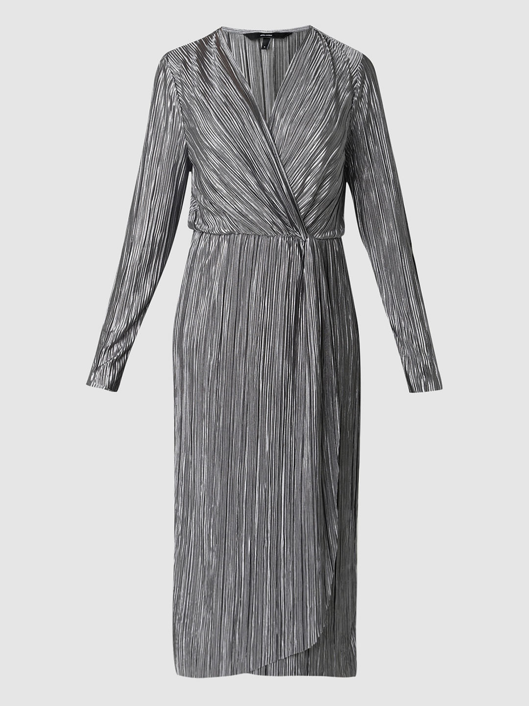 silver pleated dress