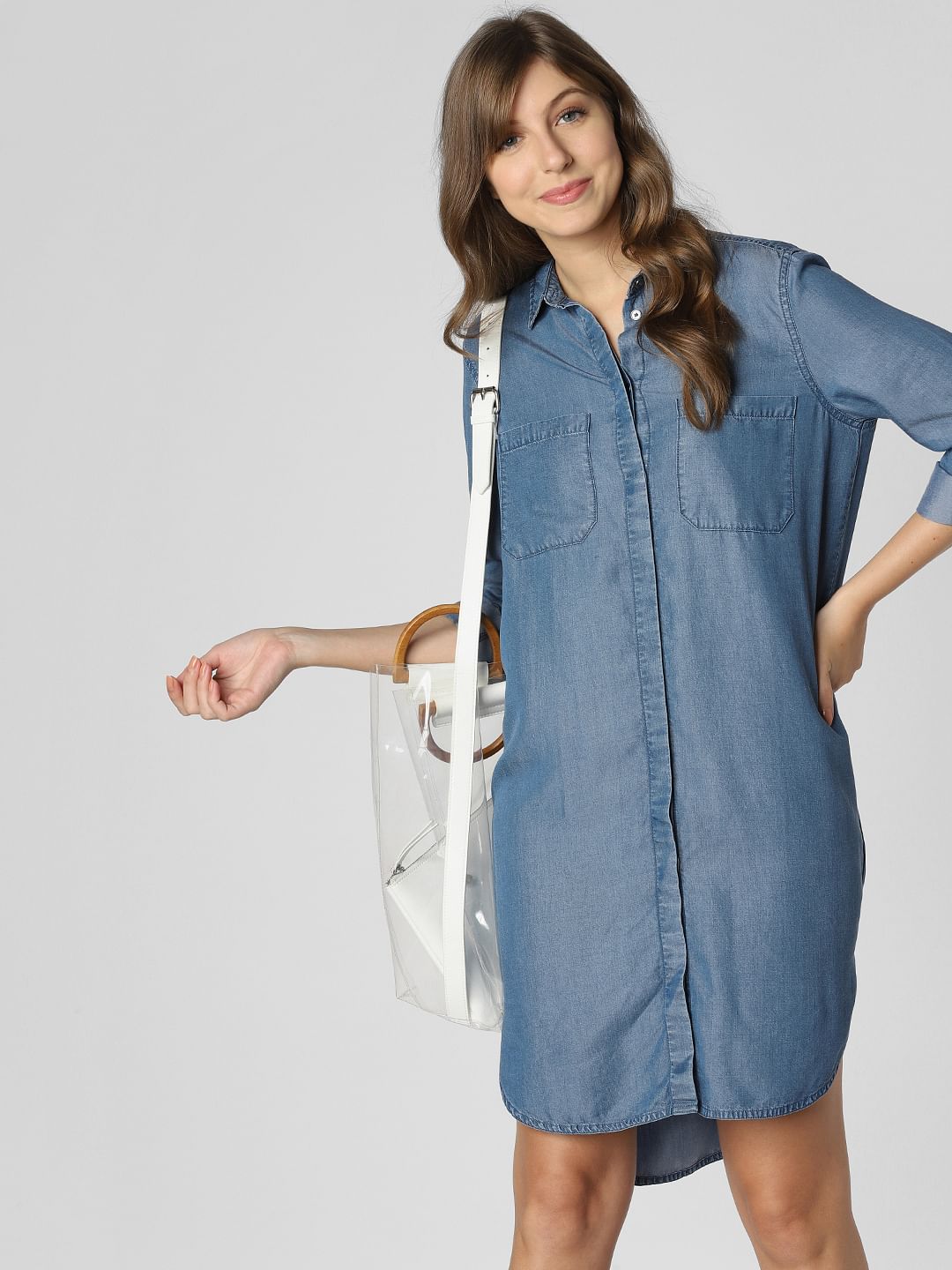 grey denim shirt dress