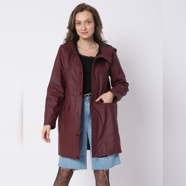 BESTSELLER CLOTHING Burgundy Teddy Hooded Jacket