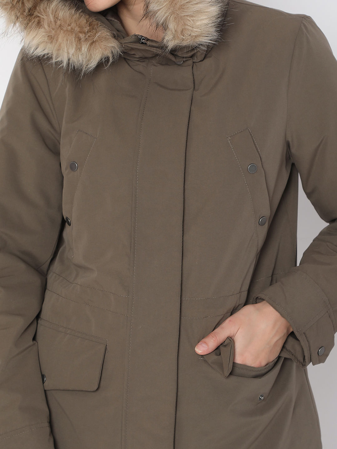 khaki green parka coat womens