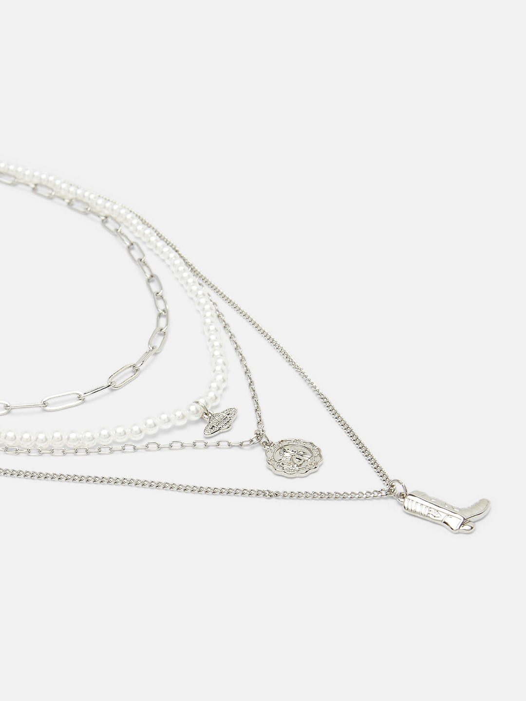 Silver Layered Necklace|239320102