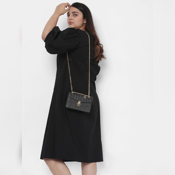 BESTSELLER CLOTHING Black Balloon Sleeves Shift Dress