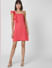Pink Ruffle Shoulder Shift Dress