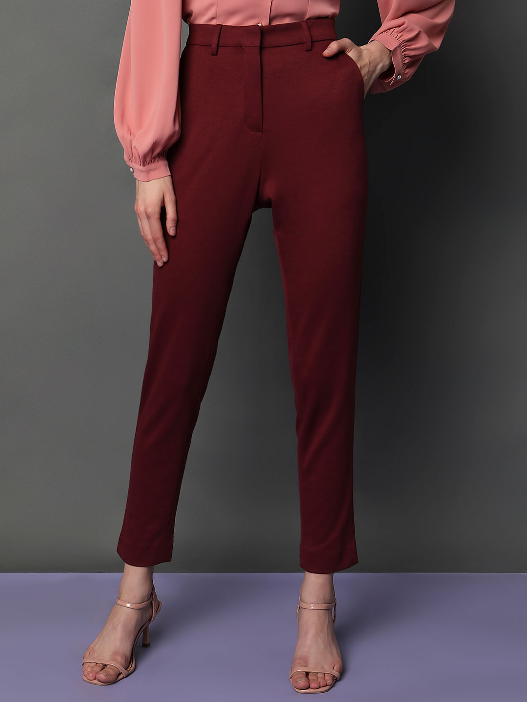 ASOS DESIGN slim tuxedo suit pants in burgundy | ASOS