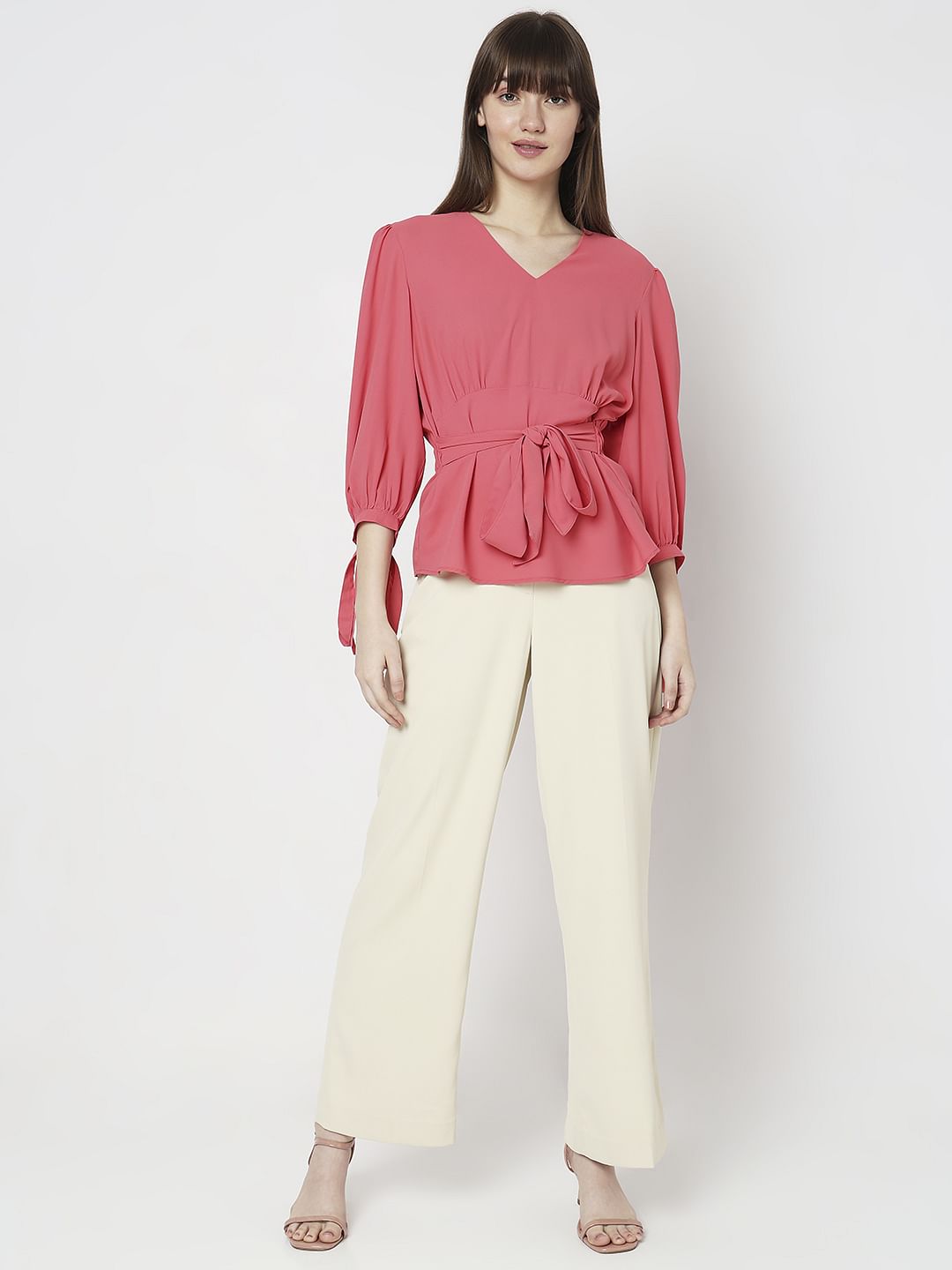 Coral puff sleeve discount top